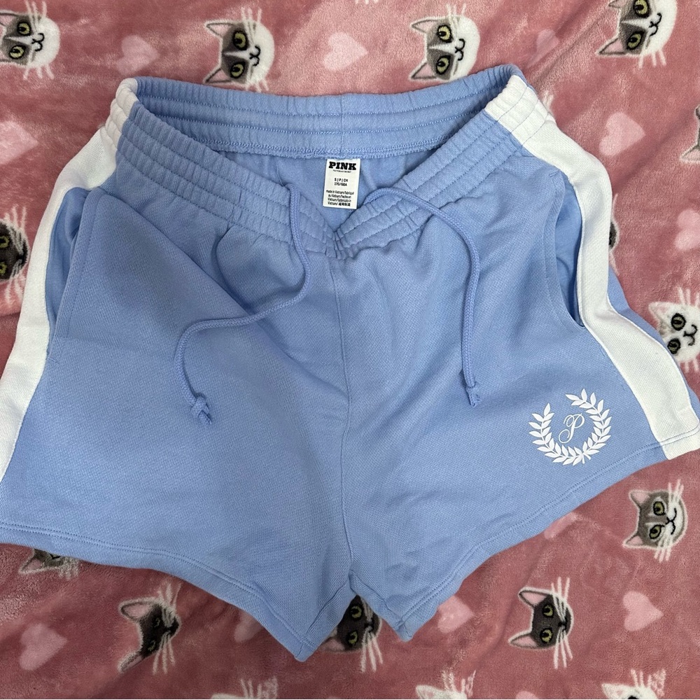 PINK Blue Sweatshirt, Hoodie zip-up, and Shorts Set - Picture 2 of 5